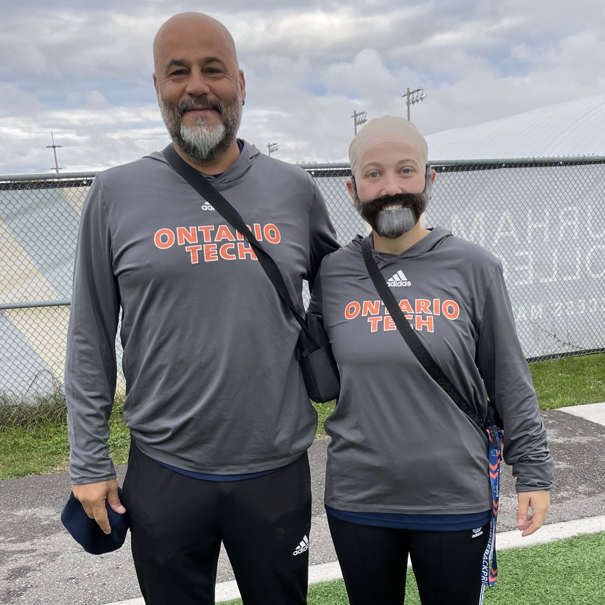 OT_Ridgebacks's tweet photo. Our student trainer Sarah is all in for our Halloween game day, dressing up as men’s soccer head coach Ramin Mohammadi.

10/10 - effort
💯/10 - appearance https://t.co/6LeeVIhNgN