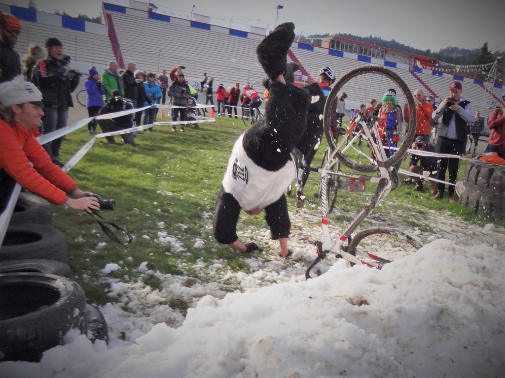 drinkrumble's tweet image. Looking for a costume tonight? Swipe ➡️ for Paul's crashing 🐼 costume inspo (cycling while in costume not recommended) 😜⁠
⁠
#drinkrumble #supergood