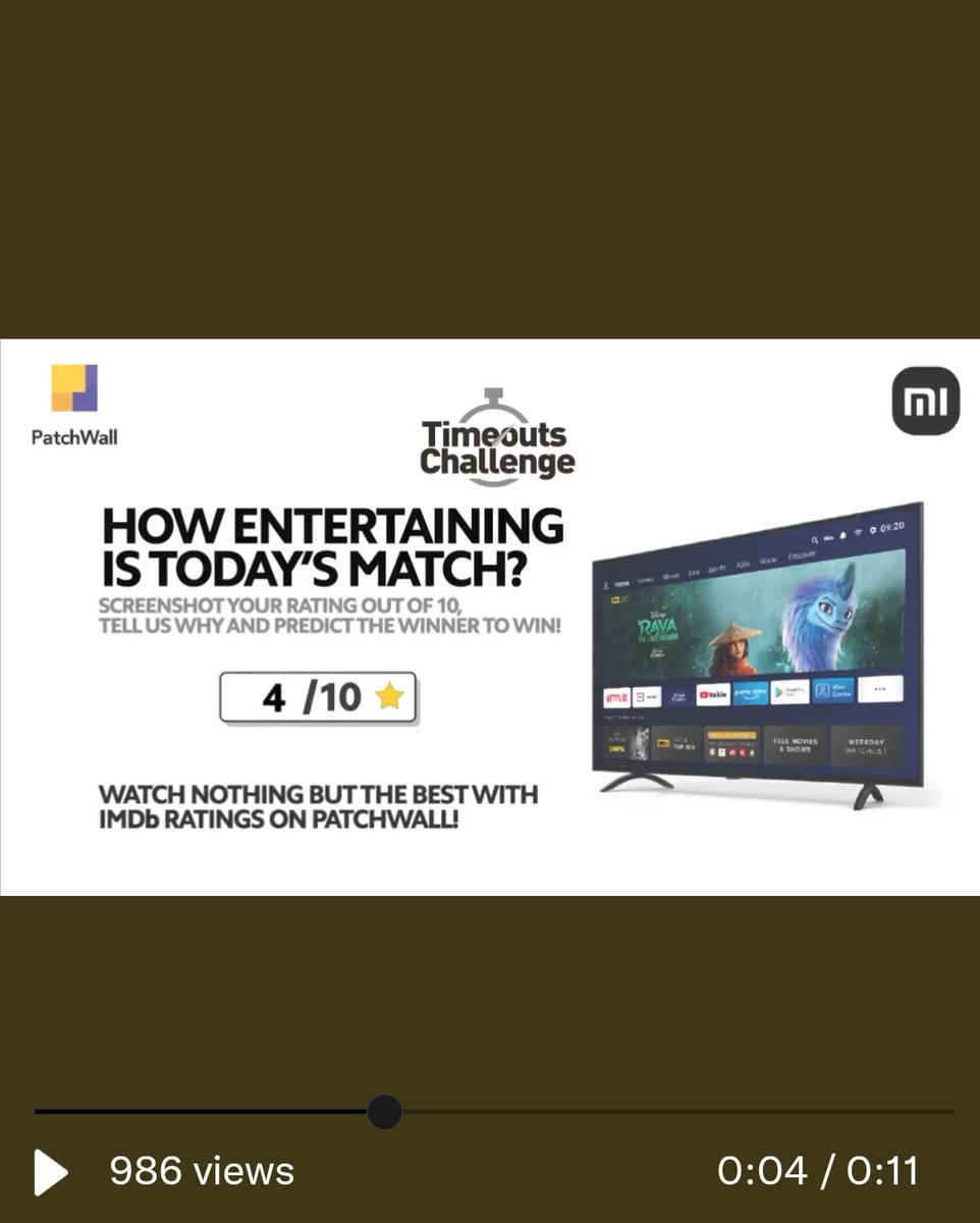 Rubi012345's tweet photo. @MiTVIndia @XiaomiIndia 4/10 for me coz it provide super fast speed & best experience of picture quality with sound
Newzealand will win =
#MiTimeoutsChallenge #GetTheSmartest
@MiTVIndia https://t.co/55VpLYSZ2t