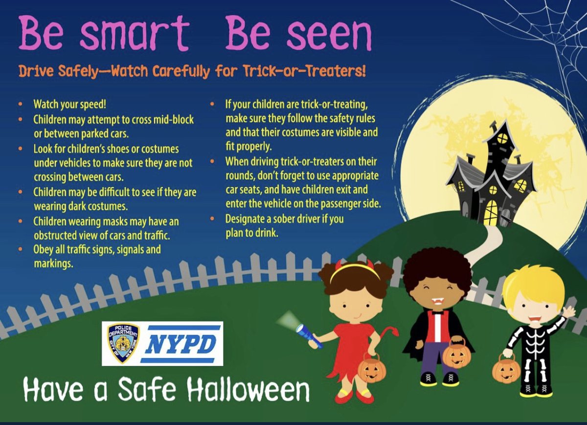 NYPD83Pct's tweet photo. Here’s some driving tips for this weekend ! ☝🏼
Be on the lookout for children trick or treating, let’s keep our kids safe ! 

We hope you have a safe &amp; happy Halloween Bushwick ! 🎃
@NYPDtrafficstat @NYPD_Traffic https://t.co/e3WBl3HjWB