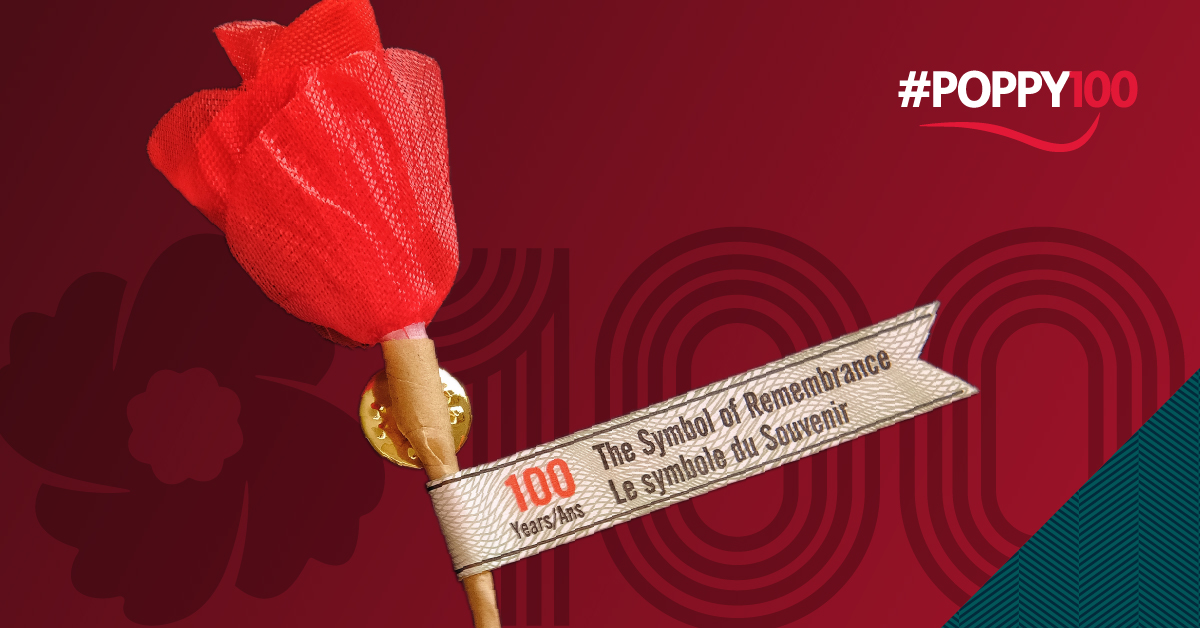 RoyalCdnLegion's tweet photo. To commemorate the 100th anniversary of the Poppy, you can get a pin reminiscent of the first poppies distributed after the First World War. Find yours at https://t.co/u54DF24Ygi or through your local Legion branch. 

#Poppy100 #LestWeForget https://t.co/c0bwepJkK0