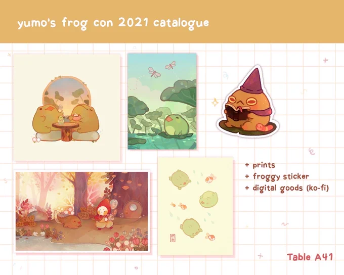 happy last day of frog con! thank you all so much for the support so far  you can find prints &amp; sticker on my etsy and wallpapers on my ko-fi #frogcon2021 