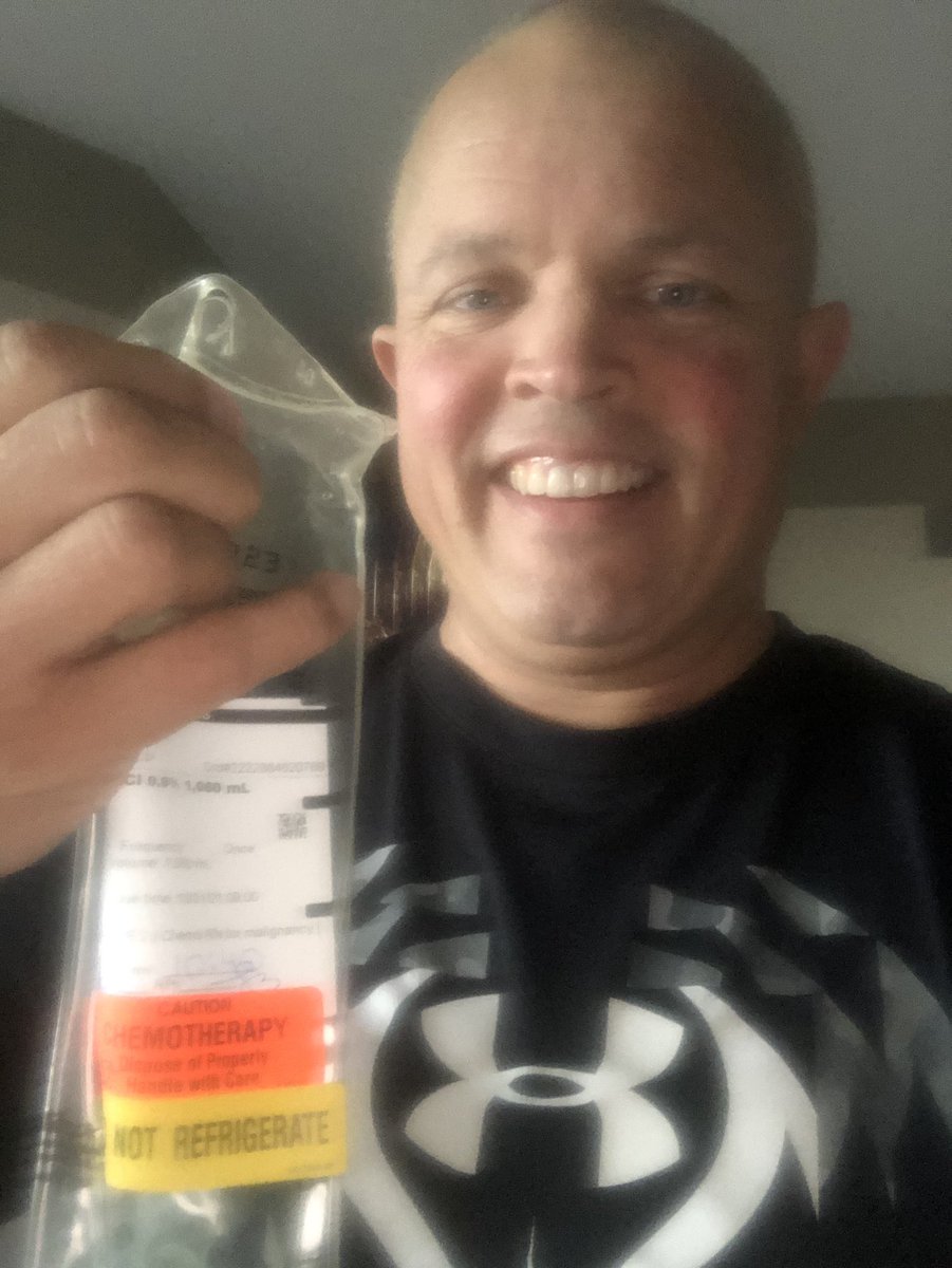 chaddrake24's tweet photo. Well peeps β¦ I did it. 18 bags of chemo in 6 days!! Blessed this part of the process is complete. Still got work to do! π Thanks for all the prayers and support! #Drakestrong #cancerstillsucks https://t.co/Od63GC9cjZ