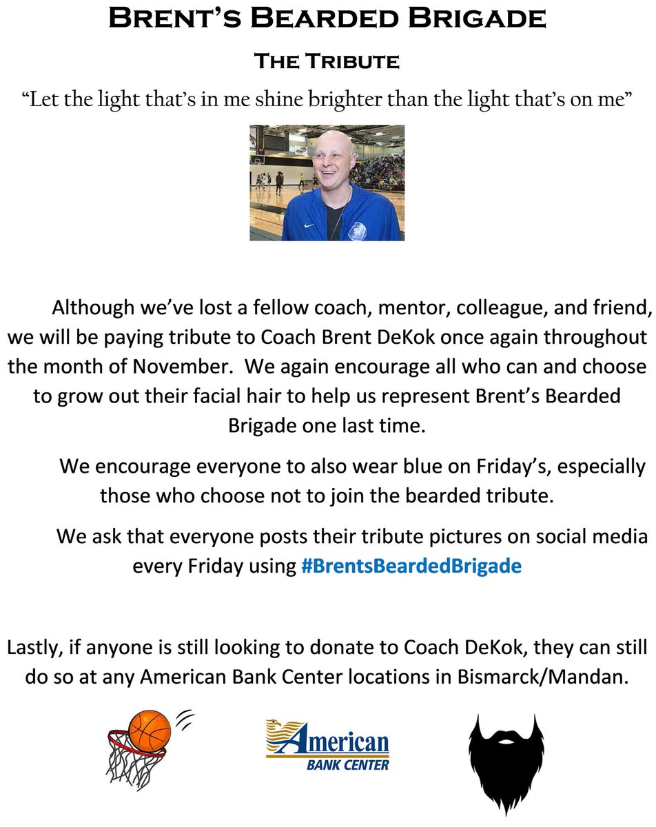 KyOlson12's tweet photo. Starting tomorrow, the razors get put away for a month! 🪒🚫 As we pay tribute to our dear friend and coach, @b_dekok 🏀🧔🏻‍♂️ #BrentsBeardedBrigade https://t.co/41WNt65p33