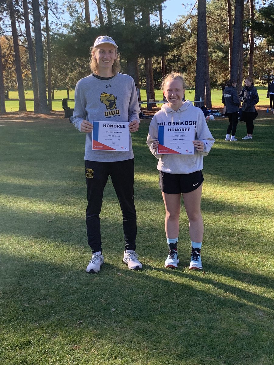 UWOTF_CC's tweet photo. Congratulations to our @wiacsports all sportsmanship team members for men’s and women’s cross country! 🖤💛 Shout out to Andrew Strasser and Lauren Urban! #TitanPride https://t.co/EVzGPFcPM6