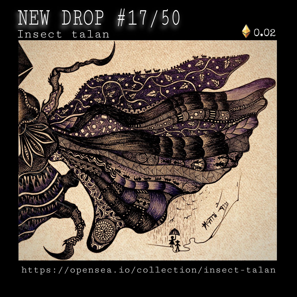 Sirinartalan's tweet photo. 🖤 NEW NFT DROP 17/50 🦗

https://t.co/rV0tT6KCvu

The original drawing Thai Art combined of insects by imagination.

Create 50 insects.

IG : https://t.co/6EaoD2OAkU

Opensea : https://t.co/7yswWEYh5o…

#nftart #nft #openseaart #drawling #nftcollector https://t.co/E7r6UuhclD