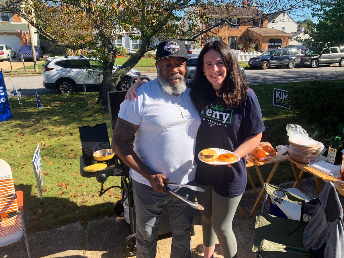 SallySMcAuliffe's tweet photo. Great morning in Virginia Beach launching a canvass for future delegate @kimmelnyk and the entire Democratic ticket! 2 days left, sleep when you’re dead!!! 💥🚀🎉  #GOTV #KeepVirginiaBlue https://t.co/Qq3dpwN4xj