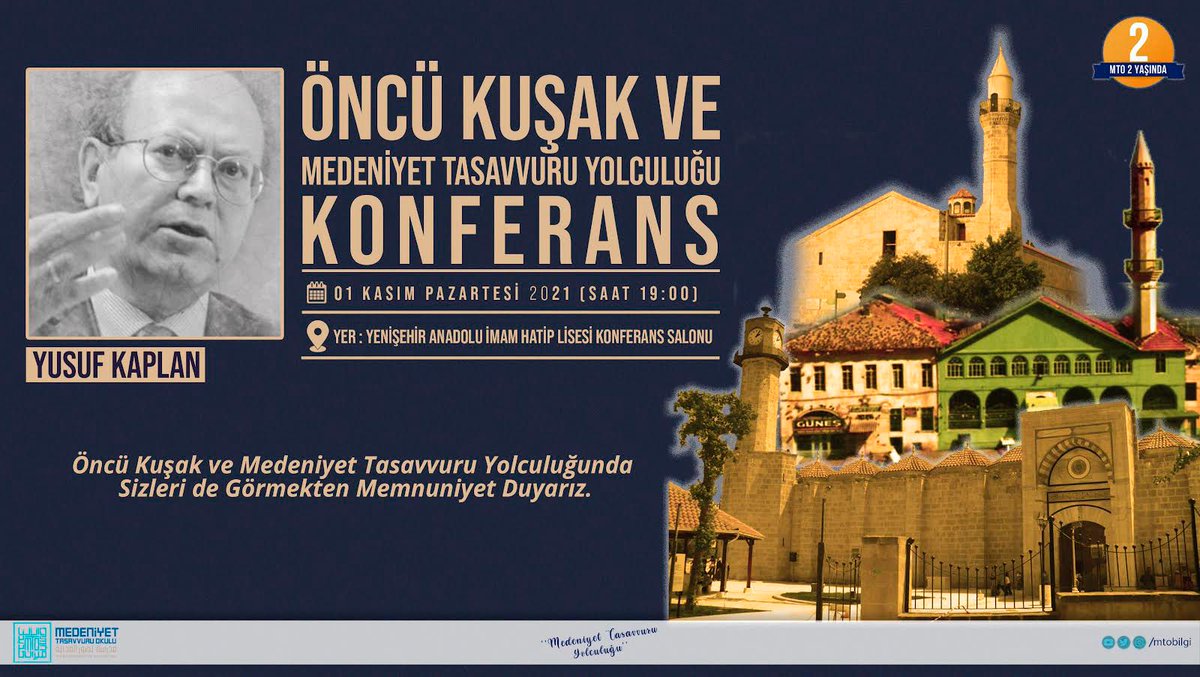 Yusuf Kaplan Hocamız Mersin de !

"Öncü Kuşak ve Medeniyet Tasavvuru Yolculuğu" 
Konferansına tüm halkımız davetlidir.

📅 01 Kasım 2021 / Pazartesi
🕢 19.00
📍Yenişehir Anadolu İmam Hatip Lisesi Konferans Salonu