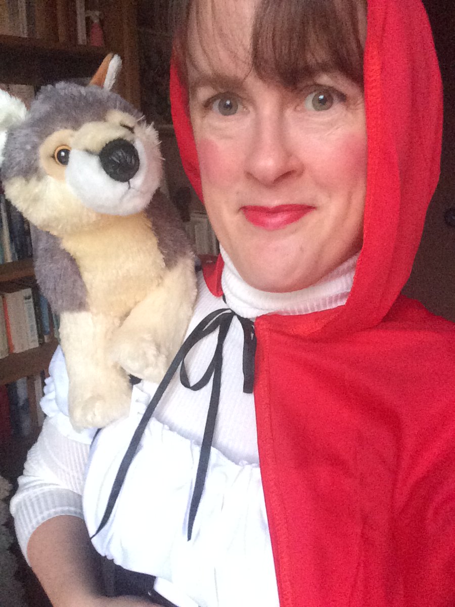 abbiegarrington's tweet photo. Have spent the afternoon puzzling out how to attach a soft toy wolf to my shoulder, to be Little Red Riding Hood Already Beset, as well as carefully checking all spooky sweets can be fairly divided by three, for this, The Babies' favourite night of the year. #auntying #anyexcuse https://t.co/wnRdpM9vUo