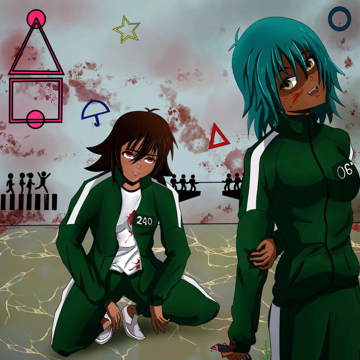 SRTNexus13's tweet photo. Happy Halloween. Remember if a stranger in a suit comes up to you and asks if you want to play a game just say no. 
#squidgame #anime #animegirl #yandre #fanartanime https://t.co/LLTSw8JCTX