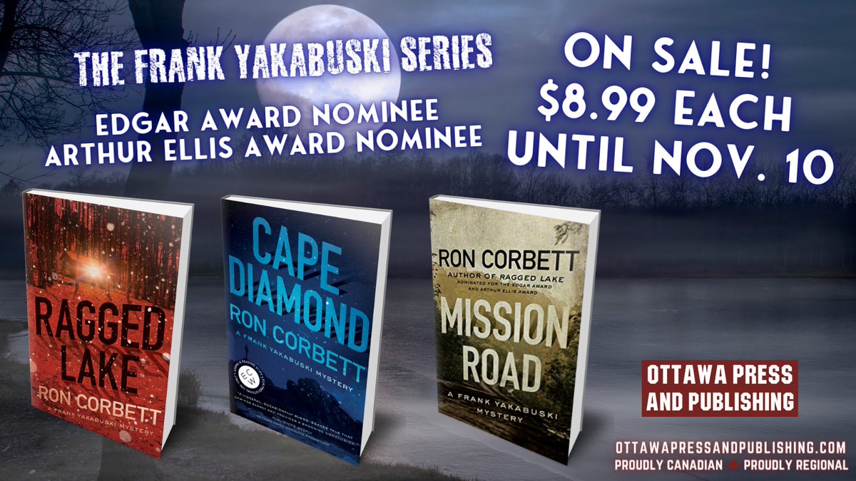 ReadLocalOttawa's tweet photo. Happy Halloween! Check out our #Mystery Book Sale at OPP. The acclaimed gritty noir Frank Yakabuski Mystery Series by Ron Corbett is on sale. (Print books) for $8.99 each. https://t.co/Q34t190TTG
#ReadLocalOttawa #halloween2021 #Ottawa https://t.co/rsHnFw4Nez