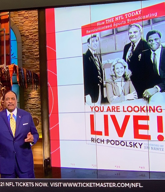 richpodolsky's tweet photo. Couldn't be any more grateful to the great James Brown and  The NFL Today for highlighting 'YOU ARE LOOKING LIVE!" full screen on today's show. And to Jim Nantz for his incredible Foreword. #TheNFLonCBS, #TheNFLToday https://t.co/FLr5KJMovx