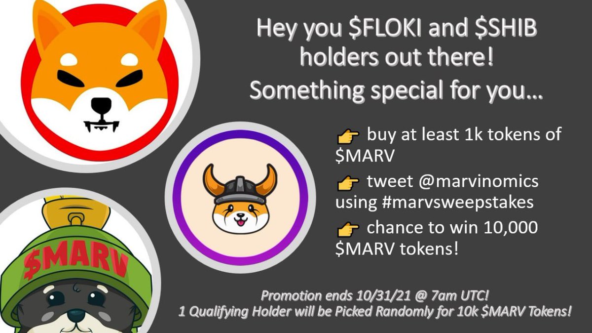 @BLanzelottaOK @NanoINDC MISSED FLOKI? DON’T MISS $MARV

📈FAIRLAUNCHED 450K MC IN 3 DAYS
🔒LP LOCKED
💎DIAMOND HANDS ONLY
🟩SOLID TEAM WORKS 24/7 
🌐AMAZING COMMUNITY

$FLOKI & $DEFIDO ARE BESTFRIENDS
CAN $MARV BE FRIENDS TOO?

#bsc $shib #shiba #shibainu $floki #floki 

TG : @marvinomics