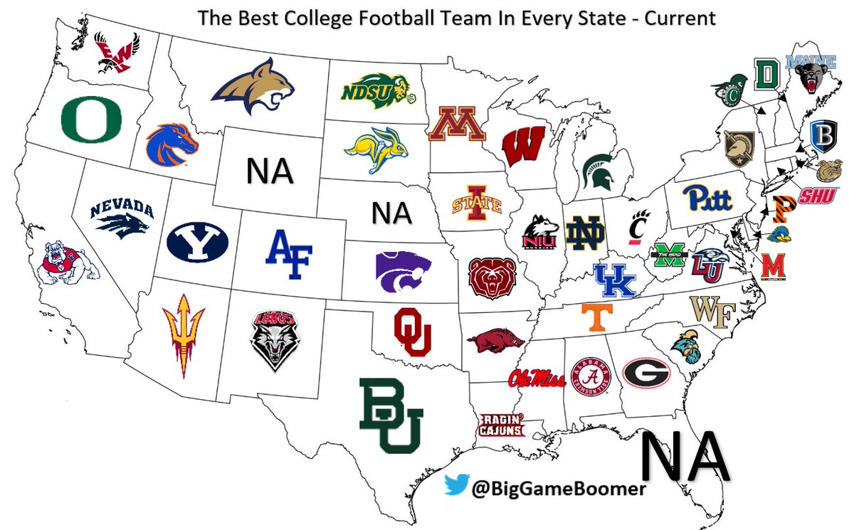 The Best College Football Team In Every State - Current