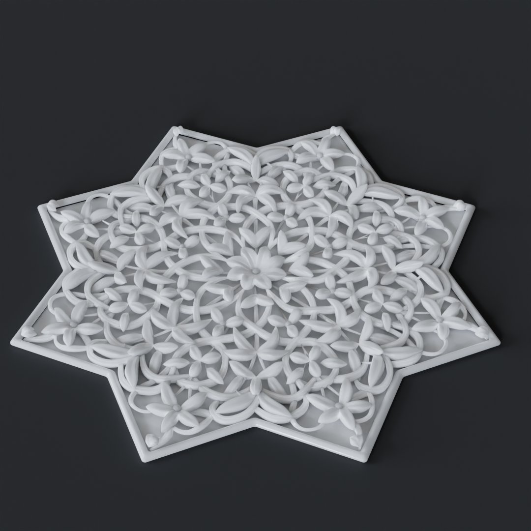 Alc_ve's tweet photo. Here's a porcelain variant of the Iranian floral pattern shown yesterday.

#3dmodel #3dmodeling #carving #ceramics #blender3d #biomorphicart #blendercycles #digitalart #floralpatterns #floraldesign #geometry #islamic_art #organicart #geometricdesigns #geometricpattern https://t.co/vhXSnqZnDr