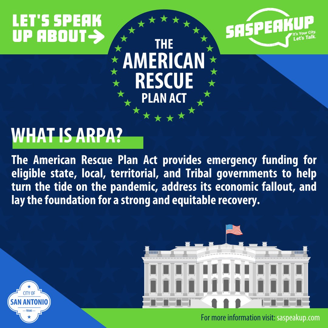 COSAGOV's tweet photo. With ARPA funds, the City of San Antonio will look at addressing immediate needs and address longstanding inequities.
For more information visit https://t.co/6bgOoIU3xc https://t.co/oJCmuwJDzR