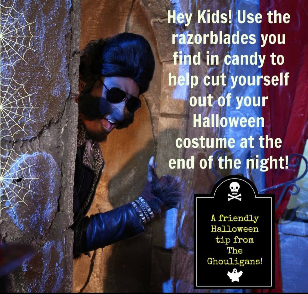 Hey kids! Listen to your pal Wolfgang and have a safe Trick R Treating experience. Happy Halloween! 🎃👻

#theghouligans #trickortreat #halloween #wolfman #candy #ghouligans #monstermakeup #ilovemonsters #halloweenspirit