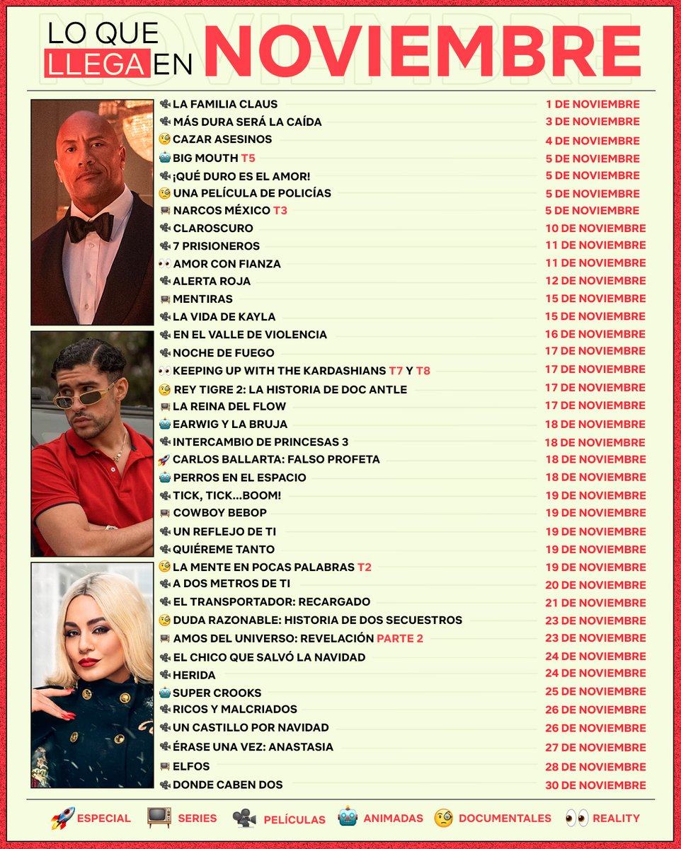 NetflixLAT's tweet photo. ¡Vamos agendando los maratones! 🙌Estos estrenos llegan en noviembre. 😊🍿 https://t.co/OfVyOeyCJq