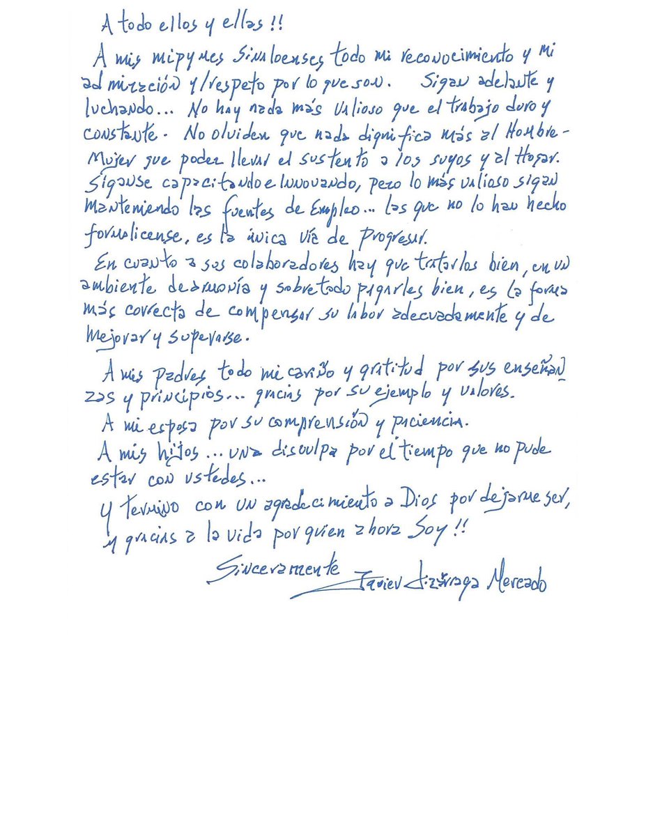 Fue un placer servir a Sinaloa. De corazón, ¡Gracias!