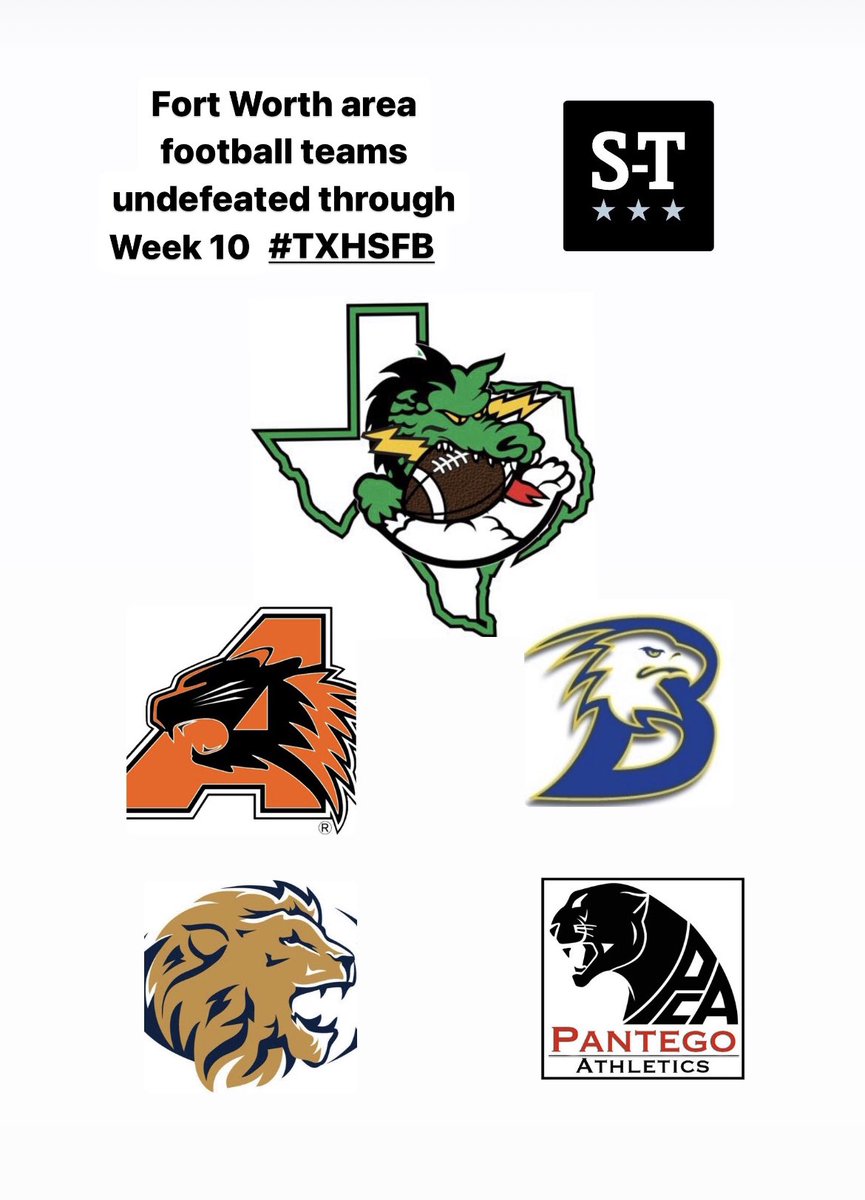 dfw varsity (@dfwvarsity) on Twitter photo Only ONE week left in the regular season. These 5 area teams are still holding strong!
RT IF YOUR TEAM IS STILL UNDEFEATED THROUGH WEEK 10
<a href="/CarrollDragonFB/">Southlake Carroll Football</a>
<a href="/AledoAthletics/">Aledo Athletics</a>
<a href="/BrockAthletics/">Chad Massey</a>
<a href="/grace_prep/">Grace Prep Football</a>
<a href="/PantegoPanthers/">Pantego Athletics</a>
π #txhsfb Only ONE week left in the regular season. These 5 area teams are still holding strong!
RT IF YOUR TEAM IS STILL UNDEFEATED THROUGH WEEK 10
<a href="/CarrollDragonFB/">Southlake Carroll Football</a>
<a href="/AledoAthletics/">Aledo Athletics</a>
<a href="/BrockAthletics/">Chad Massey</a>
<a href="/grace_prep/">Grace Prep Football</a>
<a href="/PantegoPanthers/">Pantego Athletics</a>
π #txhsfb