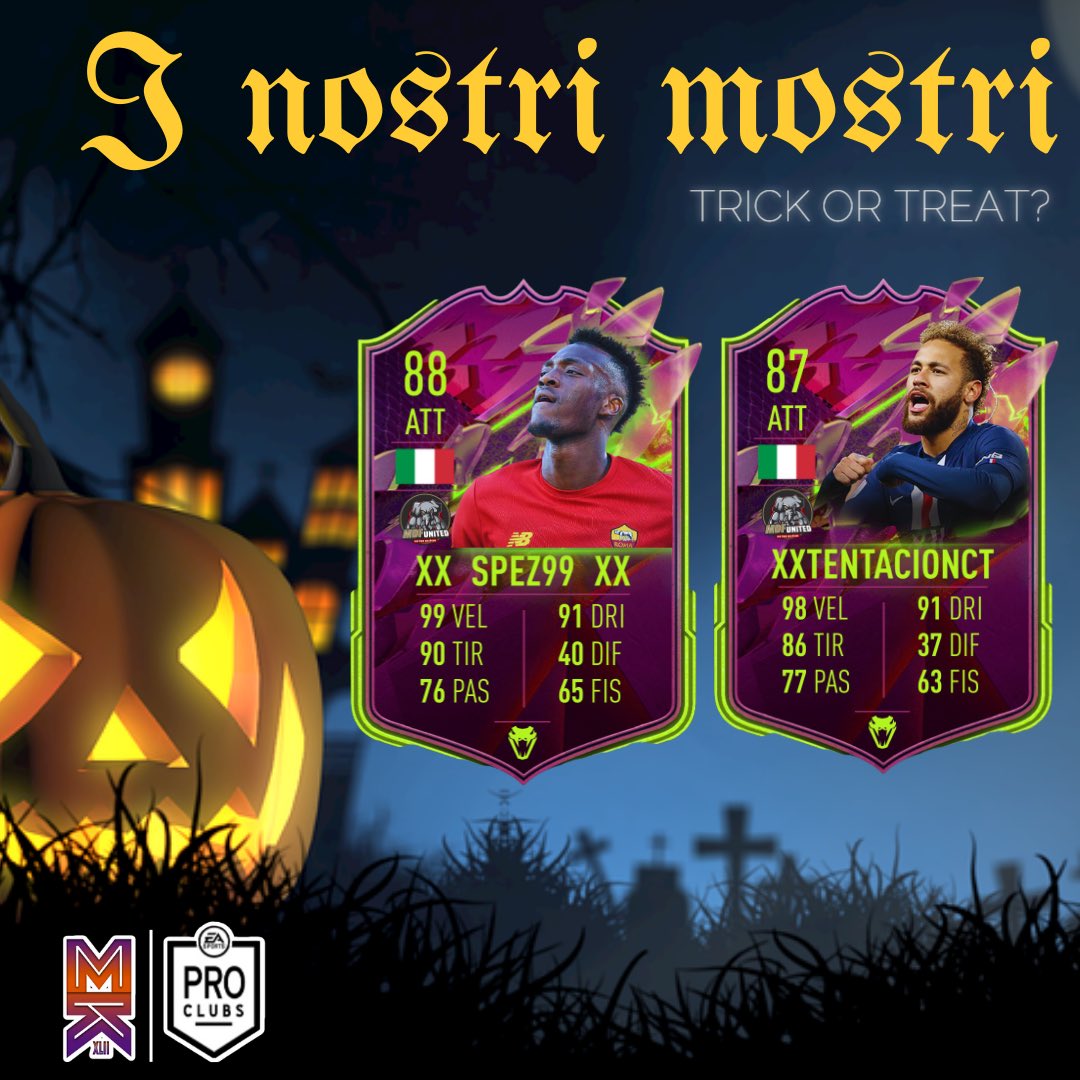 🎃👻💀 “𝕬𝖘𝖈𝖔𝖑𝖙𝖆𝖑𝖎, 𝖎 𝖋𝖎𝖌𝖑𝖎 𝖉𝖊𝖑𝖑𝖆 𝖓𝖔𝖙𝖙𝖊. 𝕮𝖍𝖊 𝖒𝖚𝖘𝖎𝖈𝖆 𝖘𝖚𝖔𝖓𝖆𝖓𝖔!”

𝟯𝟵 𝗴𝗼𝗹 𝗿𝗲𝗮𝗹𝗶𝘇𝘇𝗮𝘁𝗶 𝗶𝗻 𝟭𝟵 𝗽𝗮𝗿𝘁𝗶𝘁𝗲.

⚽️ 15 @XxTentacionCT 
⚽️ 24 <a href="/xX_Spez99_Xx/">Spez99</a> con 5 triplette 

#halloween2021 con i #mostri 😍

⚫️🔴#OneTeamOneDream