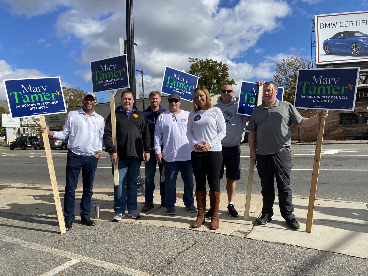 MaryTamerBoston's tweet photo. What an incredible #GOTV standout today, at least 60 strong and we ran out of signs! Thanks to my amazing #TeamTamer supporters and @LOCAL_718. Big ❤️ for my village! #bospoli #District6 #vote https://t.co/h2fpqSoG9o