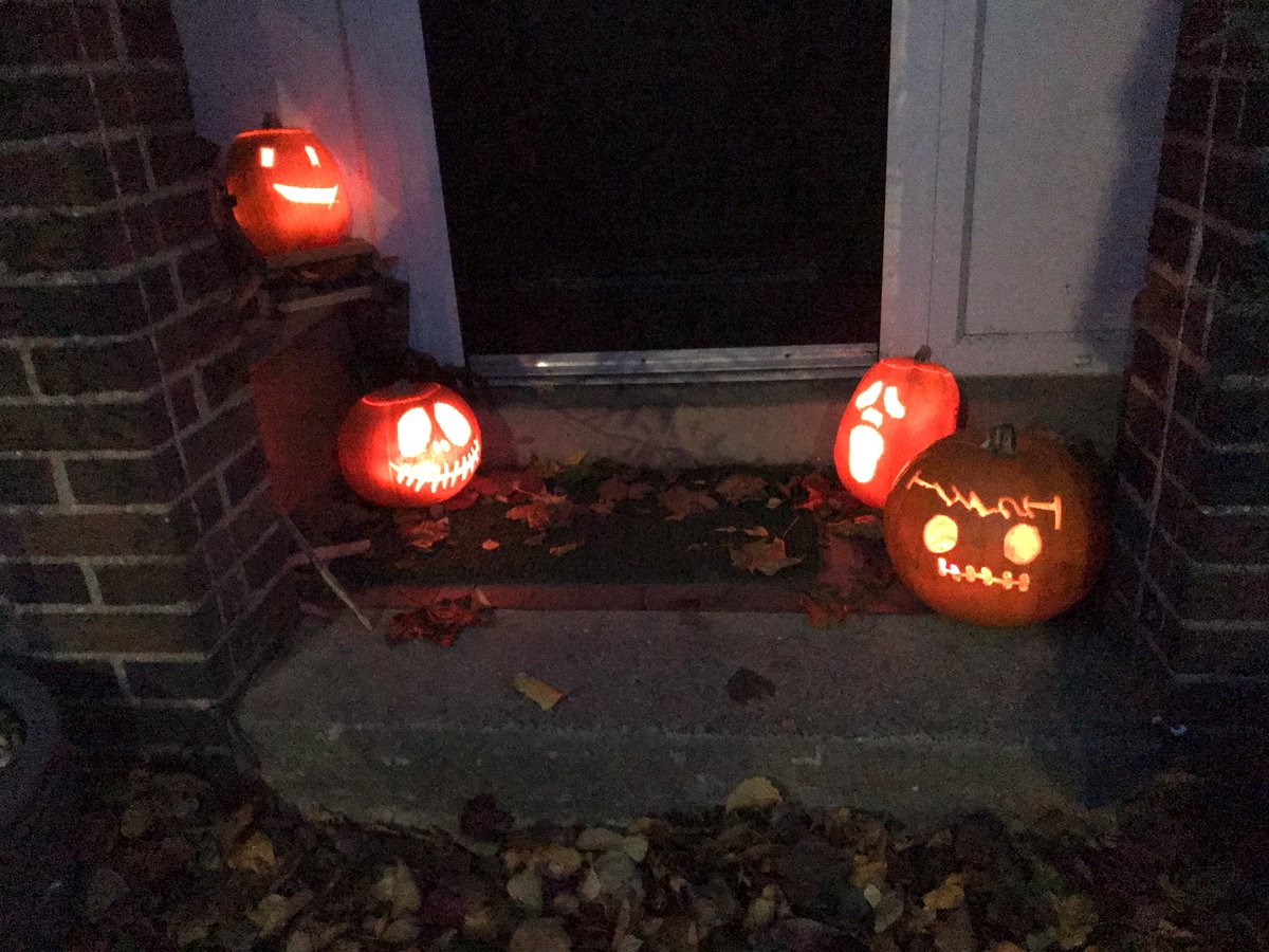 Pumpkins carved and lit ready for Halloween callers