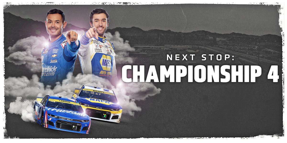 TeamHendrick's tweet image. It all comes down to this. 

Next stop for @KyleLarsonRacin and @chaseelliott, the #Championship4 battle @phoenixraceway!