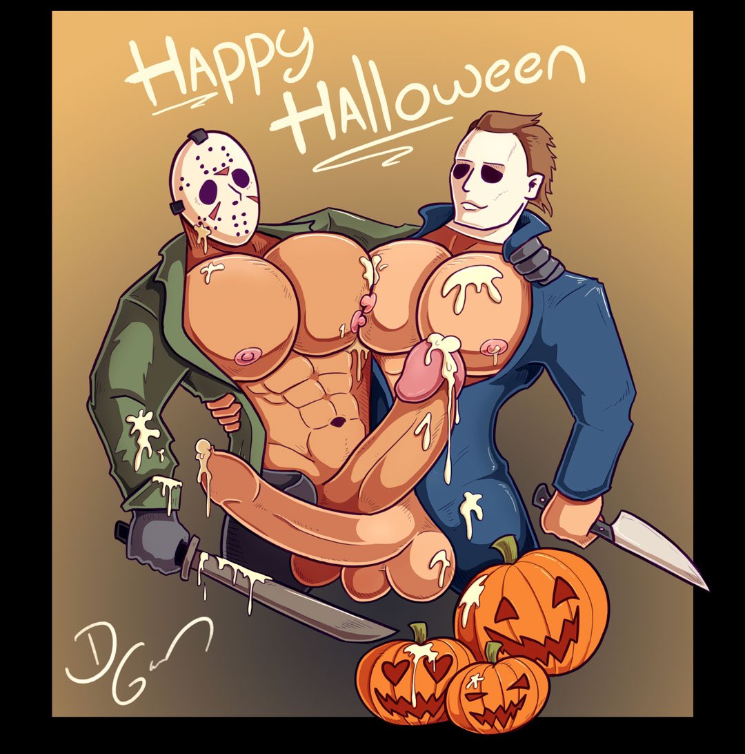 Dgarart7's tweet photo. Happy Halloween!! #HappyHalloween #bara #nsfw #JasonVoorhees #MichaelMyers #art #muscle https://t.co/F7CbgkrSJV