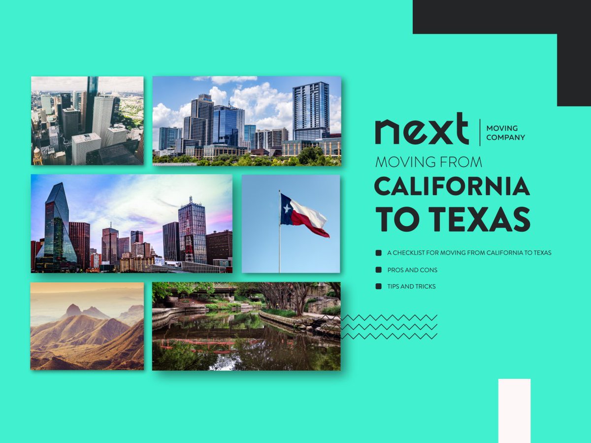 YourNextMoving's tweet photo. We think we’ll all agree — the idea of moving from California to Texas sounds exciting but intimidating.

Whether you are moving to a metro area, a suburb, or a small Texas town, Next Moving can help. 

https://t.co/O6T6n4B872 https://t.co/khqWwjvOWI