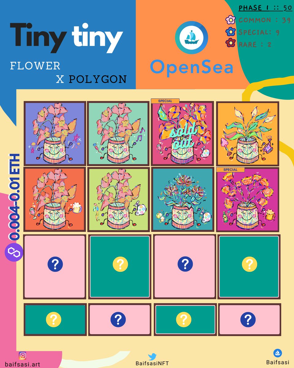 baifsasiart's tweet photo. Hi! It's my character design on NFT !💖
🍻🌼Tiny tiny flower X Polygon🌼🍻
+My flower Available on POLYGON+

📍START 0.004 ETH
🚨Let choose your flower!
https://t.co/x9xrs5yvwX

#NFTCommunity #Nftcollector #NFTs #NFTartists #NFTTHAILAND #nftart #NFTdrop #OpenSeaNFT #NFTpolygon https://t.co/KyOVKEsNrT