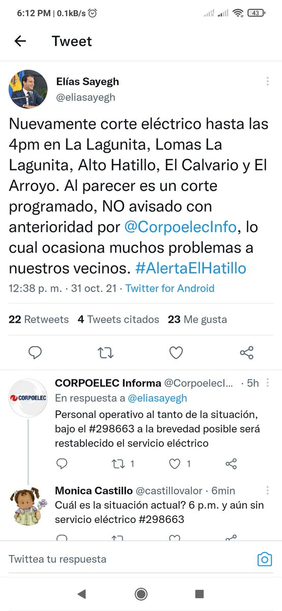 castillovalor's tweet photo. @CorpoelecInfo @eliasayegh @jss_fernandez https://t.co/lMtzq7F5Nq