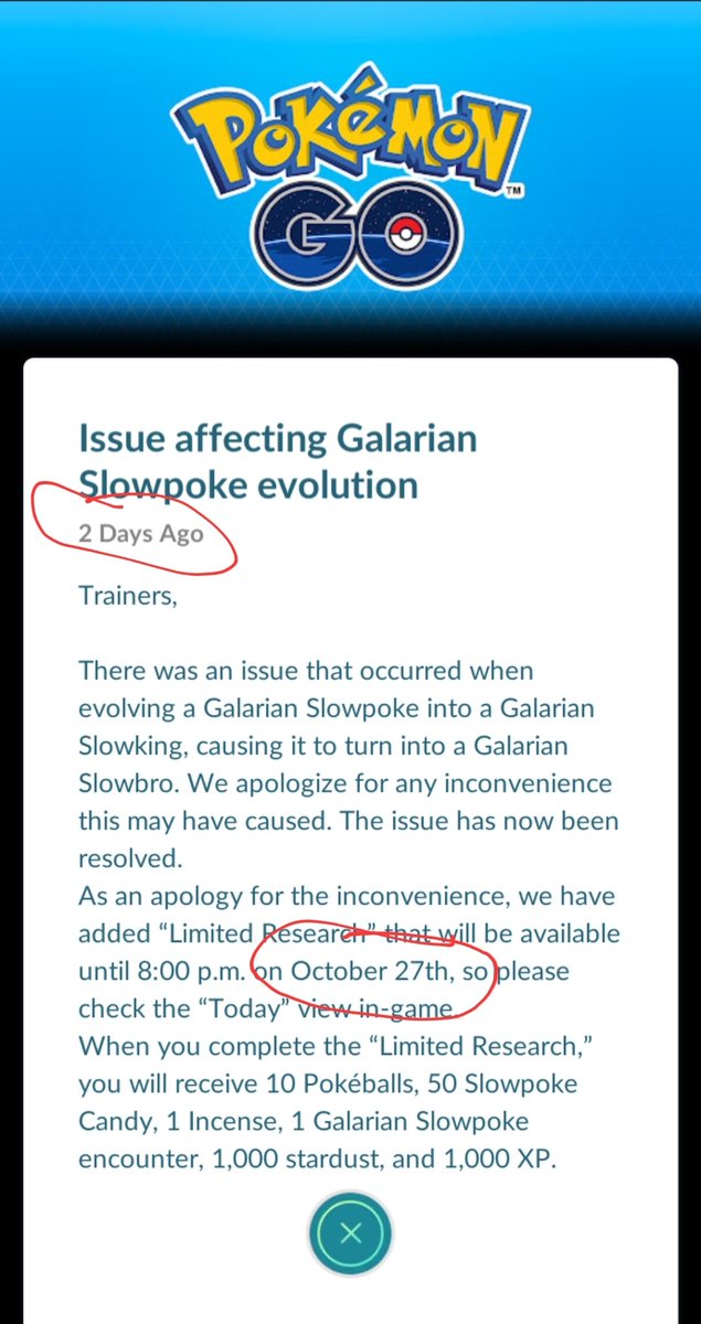 AthenaTheJackal's tweet photo. @PokemonGoApp Ummmm Niantic, this was posted in Go after it ended. Please fix. We want to do this research!!! https://t.co/03xyzQPAxK
