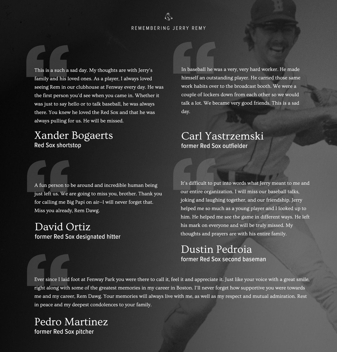 RedSox's tweet photo. From those that played alongside Jerry &amp; those that came after: https://t.co/j9gamXk4zn