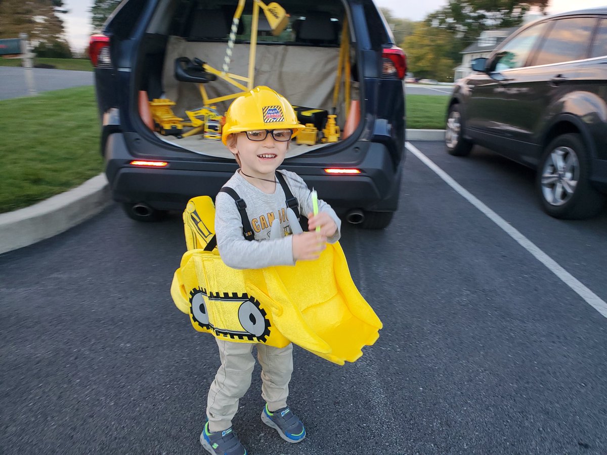 Thankful for trunk or treat at his daycare last week! Tried to go out tonight for trick or treating in the neighborhood and he was tired after 10 minutes.