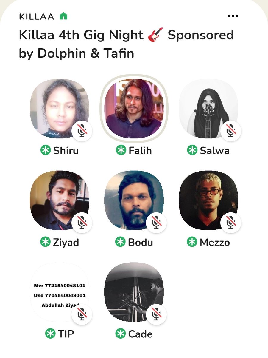 MunaAmina's tweet photo. #HappeningNow #Gignight in #Killaa at @Clubhouse 🎸🎶
https://t.co/z9TYtuXeka
#singing #songs #guitar #gig #Maldives #artist #artistsonclubhouse https://t.co/WVF4RBr5vQ