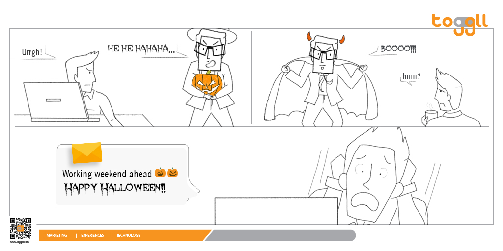 _toggll's tweet photo. Ghostly Greetings!
Toggll witches everyone fang-tastic Halloween🎃

#halloween #happyhalloween #pumpkin #boss #employee #fangtastic #witches #haunted #digitalmarketing #healthymarketingdose #marketingideas #comic #scary https://t.co/8P1UBK9KzF