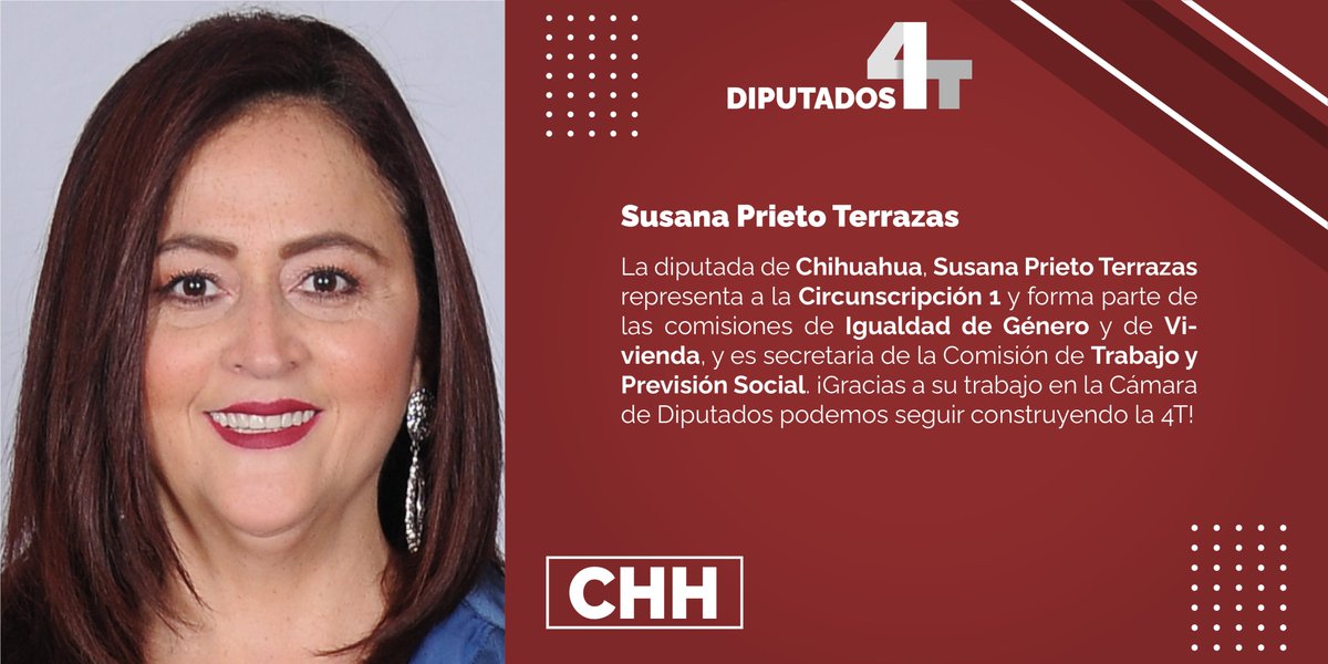 Diputados4T's tweet photo. Conoce a los diputados que defienden la #4T en el estado de #Chihuahua:
@armando_cabada
@AndreaChavezTre 
@terrazas_prieto
@Maite_VargasM https://t.co/92UrYJkF11