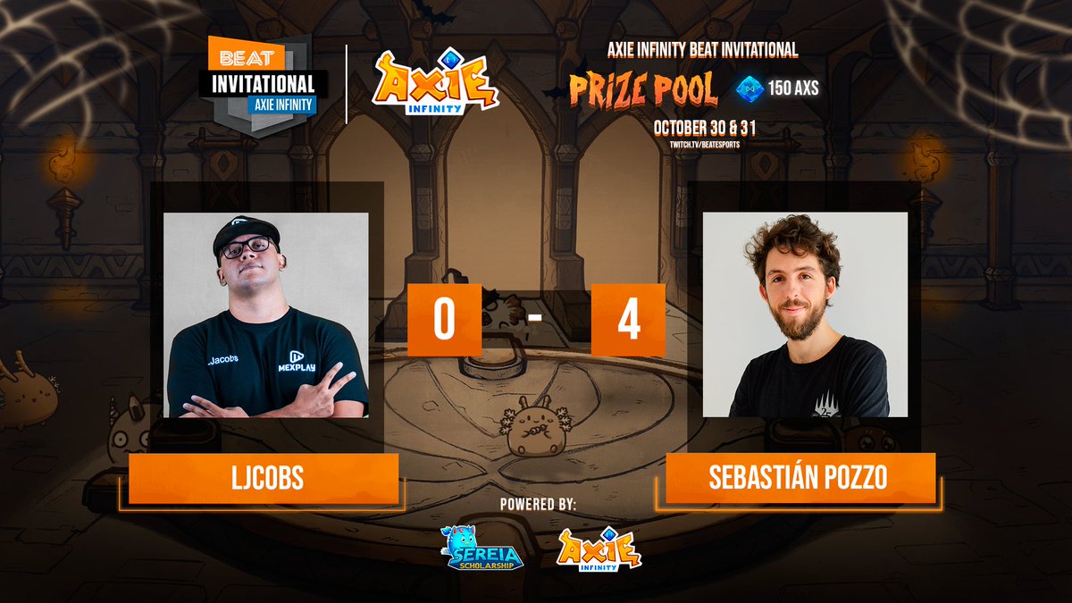 A clean sweep by <a href="/sebastianpozzo/">Superchería</a> over <a href="/LJcobs_Twitch/">Jcobs</a>.  He is our <a href="/AxieInfinity/">Axie Infinity</a> BEAT Invitational Season 1 champion! 

Congratulations to him and thank you to all viewers, players and partners for this event.

See you next season!