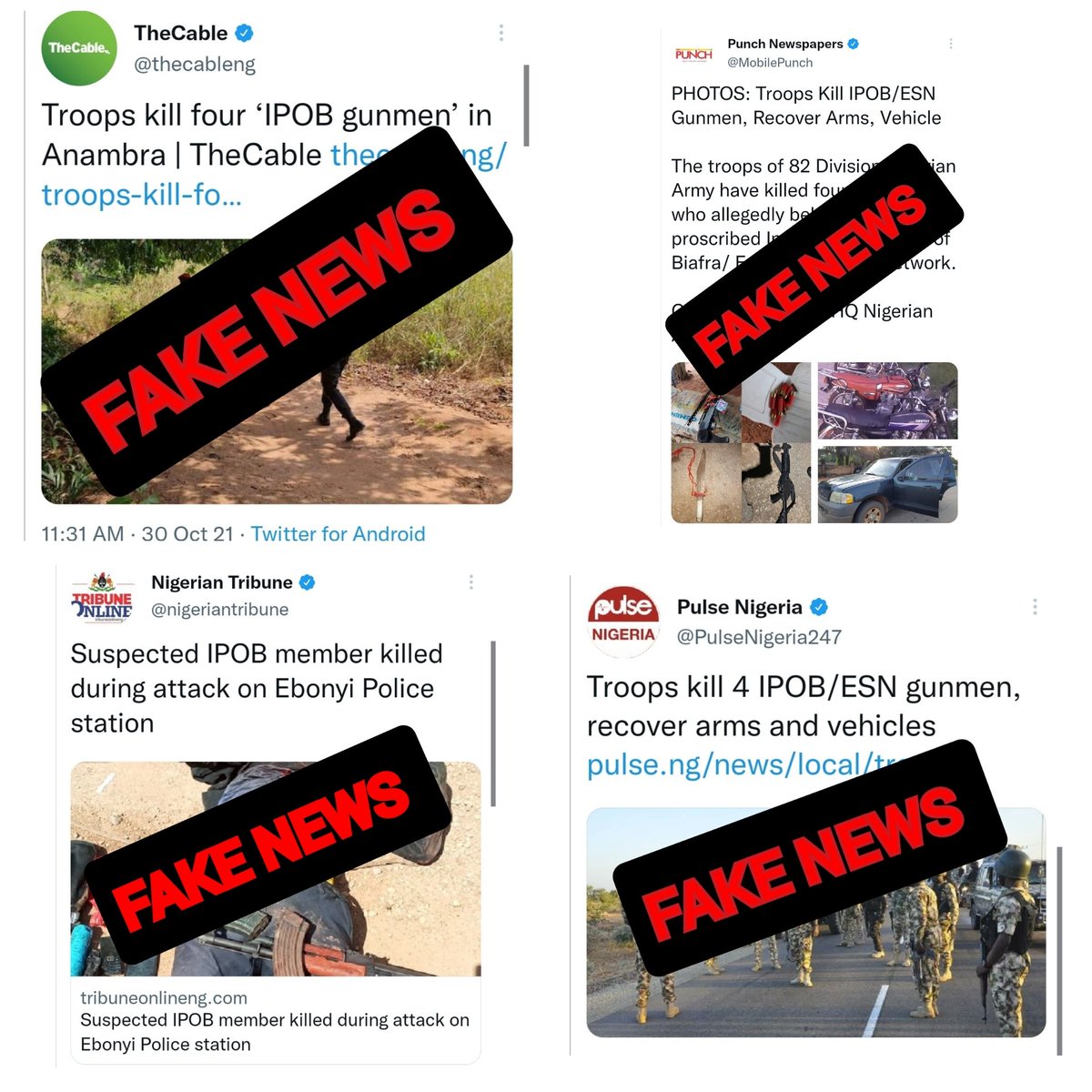 General_Somto's tweet photo. A Source That Works With Vanguard Newspaper Told Me The Nigerian Media Have Been Pressured By The Nigerian Govt Via Lai Mohammed &amp; NBC To 'Falsely' Tag Any Criminality Ongoing In The South East On IPOB And ESN. Their Motive Is To Generate Bad Press For IPOB And Mazi Nnamdi Kanu. https://t.co/ZuVJ7Eb1MM