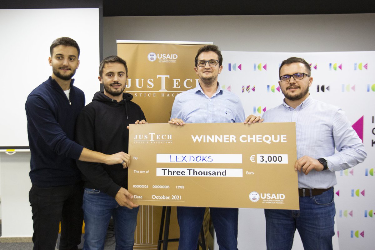 ICKosovo's tweet photo. Celebrating the winners &amp; everyone involved in #JusTech hackathon with @USAIDKosovo. It was amazing. Sharing more info soon https://t.co/cnwtTfozsh