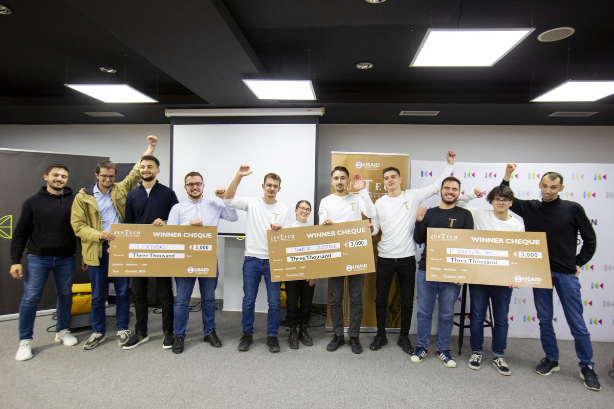 ICKosovo's tweet photo. Celebrating the winners &amp; everyone involved in #JusTech hackathon with @USAIDKosovo. It was amazing. Sharing more info soon https://t.co/cnwtTfozsh