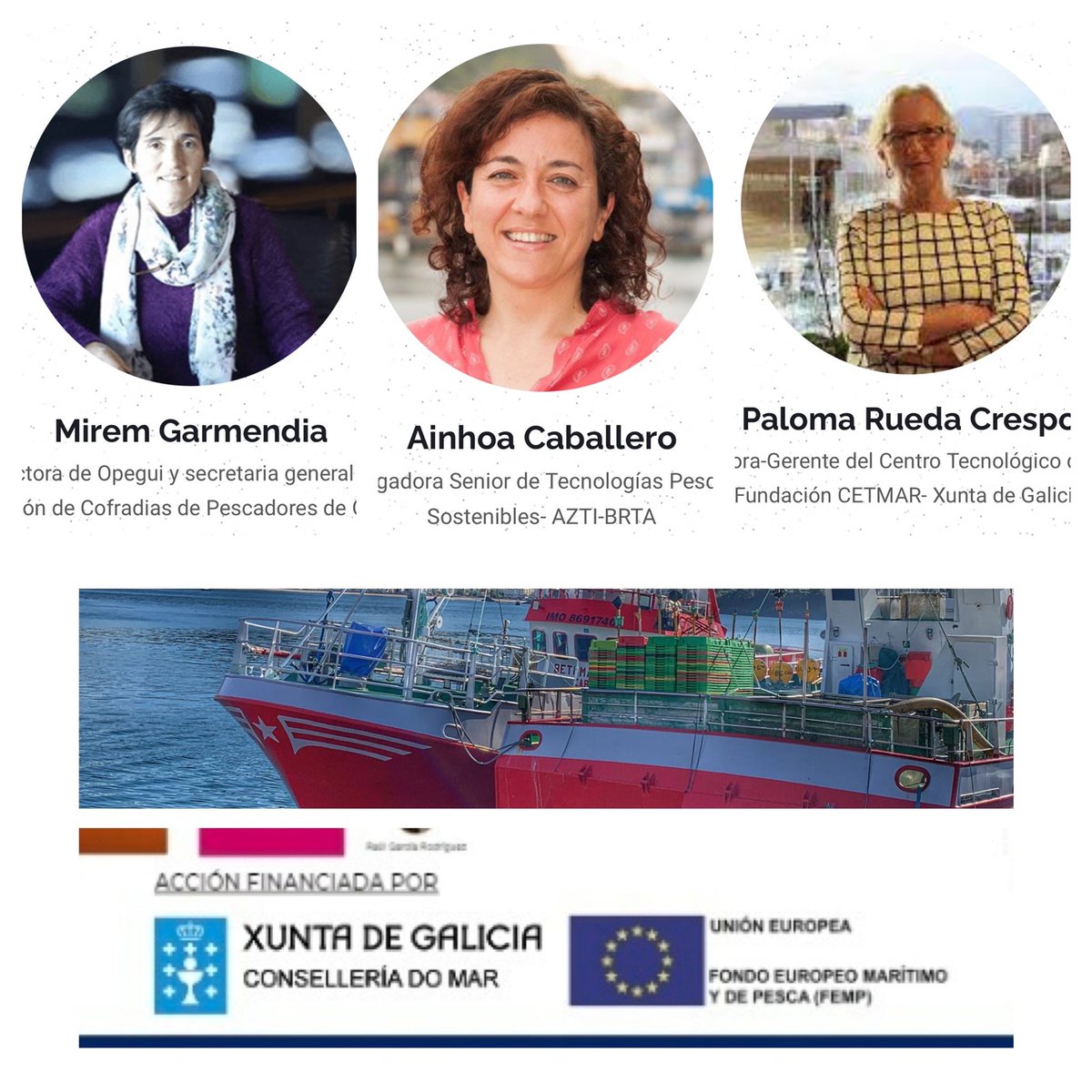 CofradiaCeleir1's tweet image. JORNADAS PESCA CELEIRO: Mirem Garmendia(OPEGUI-Federación Cofradias Guipúzcoa), Ainhoa Caballero ( AZTI BRTA), y Paloma Rueda (CETMAR), y Nadia Moalla (CEPESCA)tendrán un destacado protagonismo en el XXV Aniversario del congreso pesquero . Regístrate: jornadasceleiro.com