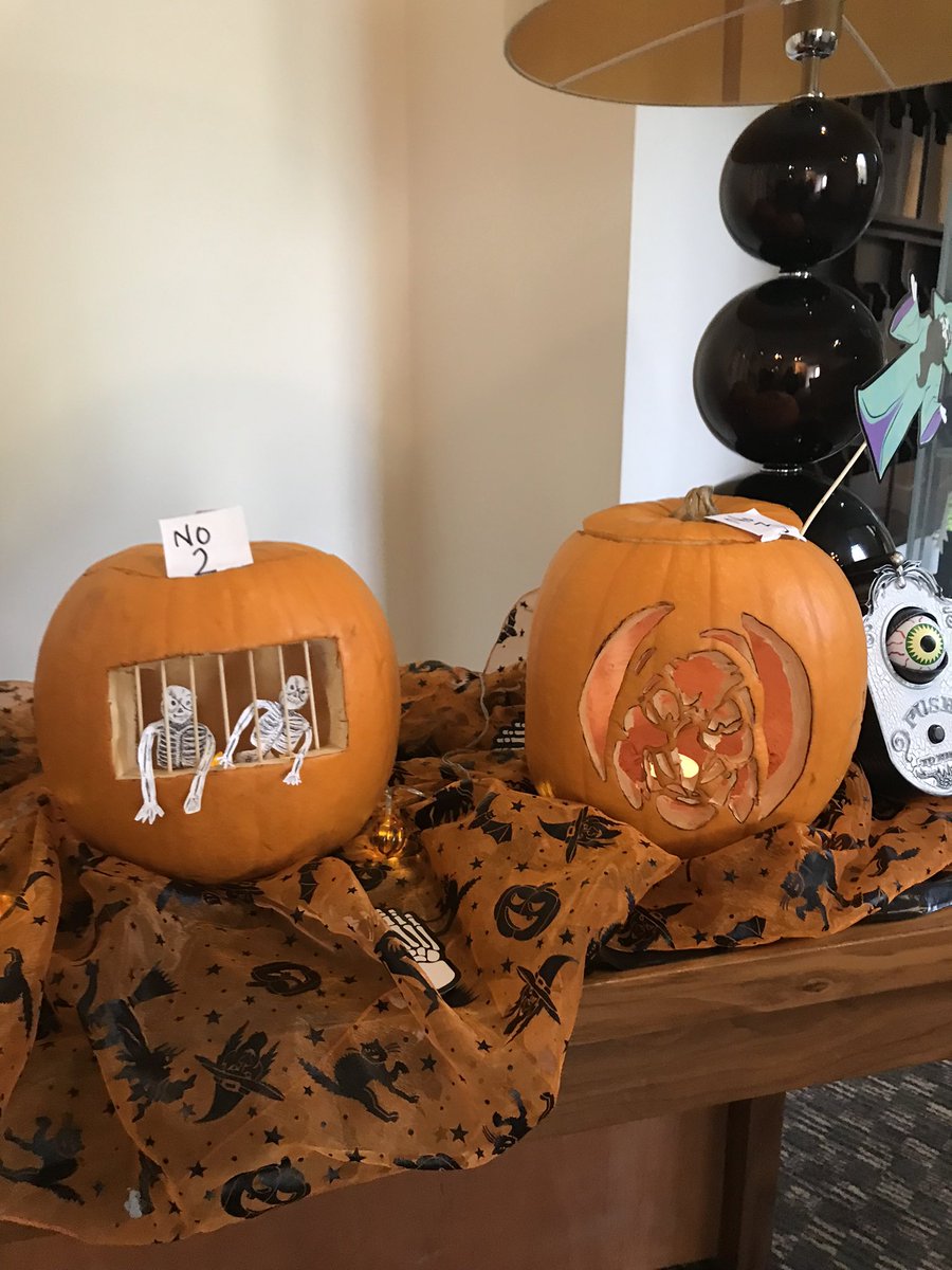 MaddieTraxton's tweet photo. #Halloweenpumpkincompetition here at WBCC! Who’s going to win best pumpkin, 1,2 or 3? Only time will tell! #HappyHalloween2021 #spooky #diamondresorts https://t.co/KjdLmytoTo