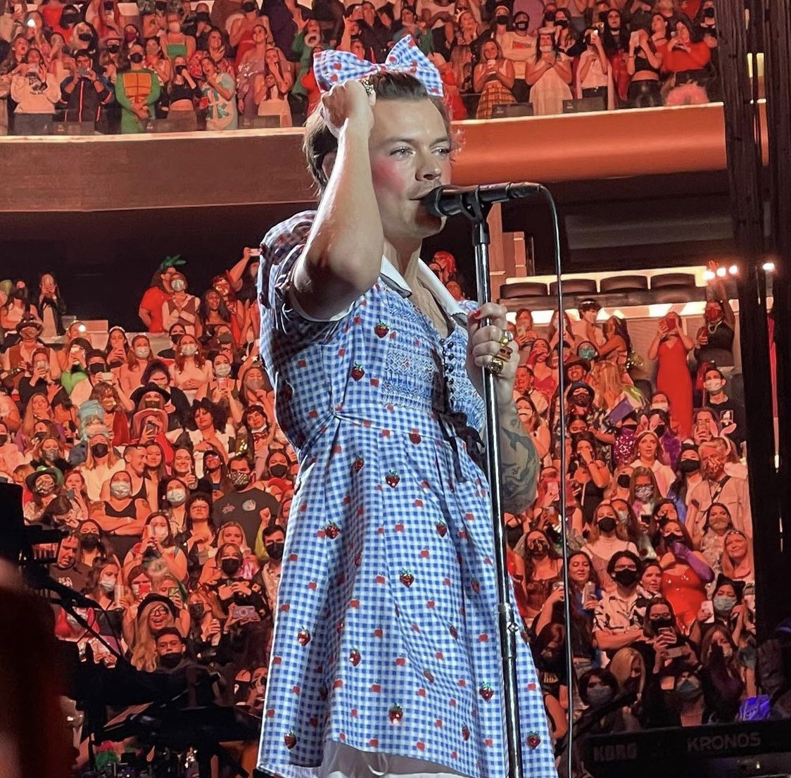 fearlesslarryx's tweet photo. Seriously that man is SO LOUD - after there’s been the theory all over about Dorothy after Harry released the hat/merch that says "Harry is my friend", then he dresses up as Dorothy? AND sings Somewhere Over The Rainbow for the first time? https://t.co/ob3J4KGLD9