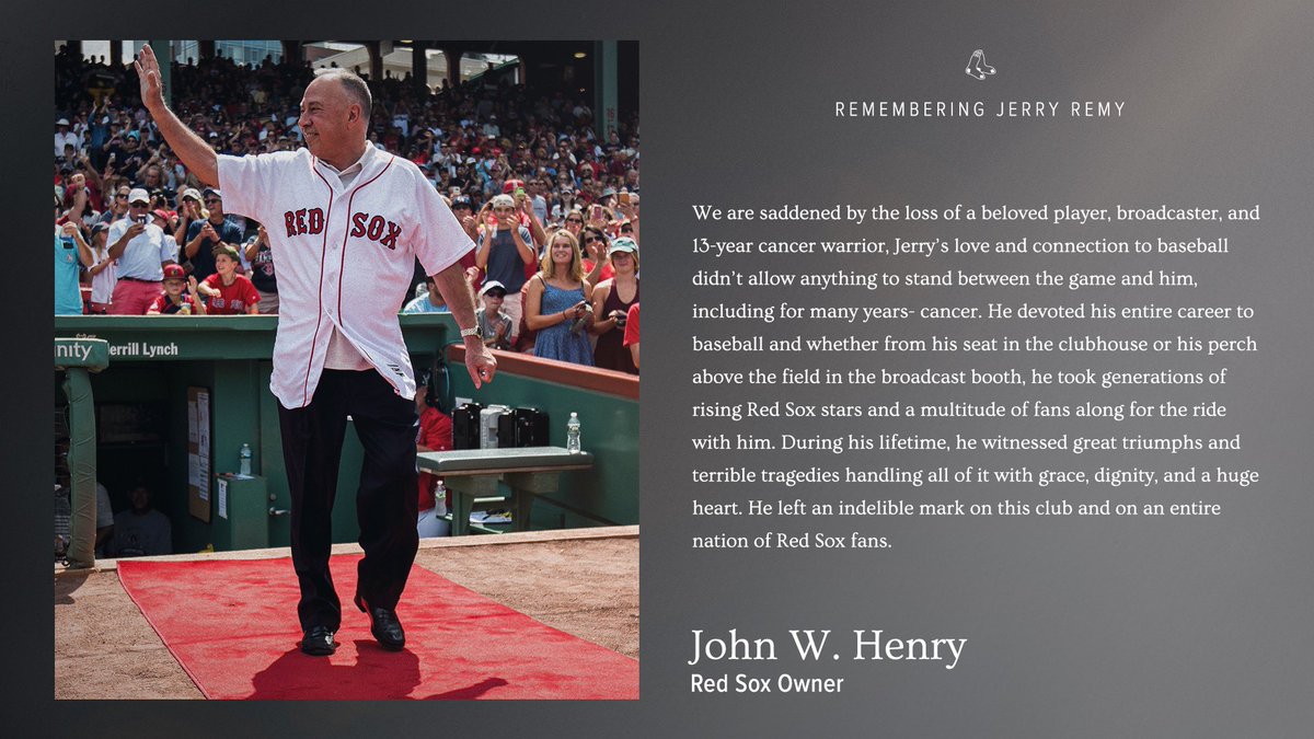 RedSox's tweet photo. A truly great player, broadcaster, and friend.

Jerry, you will be missed.
 
A statement from the Red Sox: https://t.co/DAlDl0CtfE https://t.co/P2qnVLo172