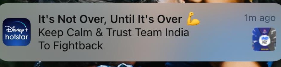 otchakalla's tweet photo. …and i am getting this notification when NZ need 2 runs in 6 overs with 8 wickets in hand…
#hotstar you beauty

#IndiaVsNewZealand #WCT20 #INDvsNZ https://t.co/jmZfbSlPDW