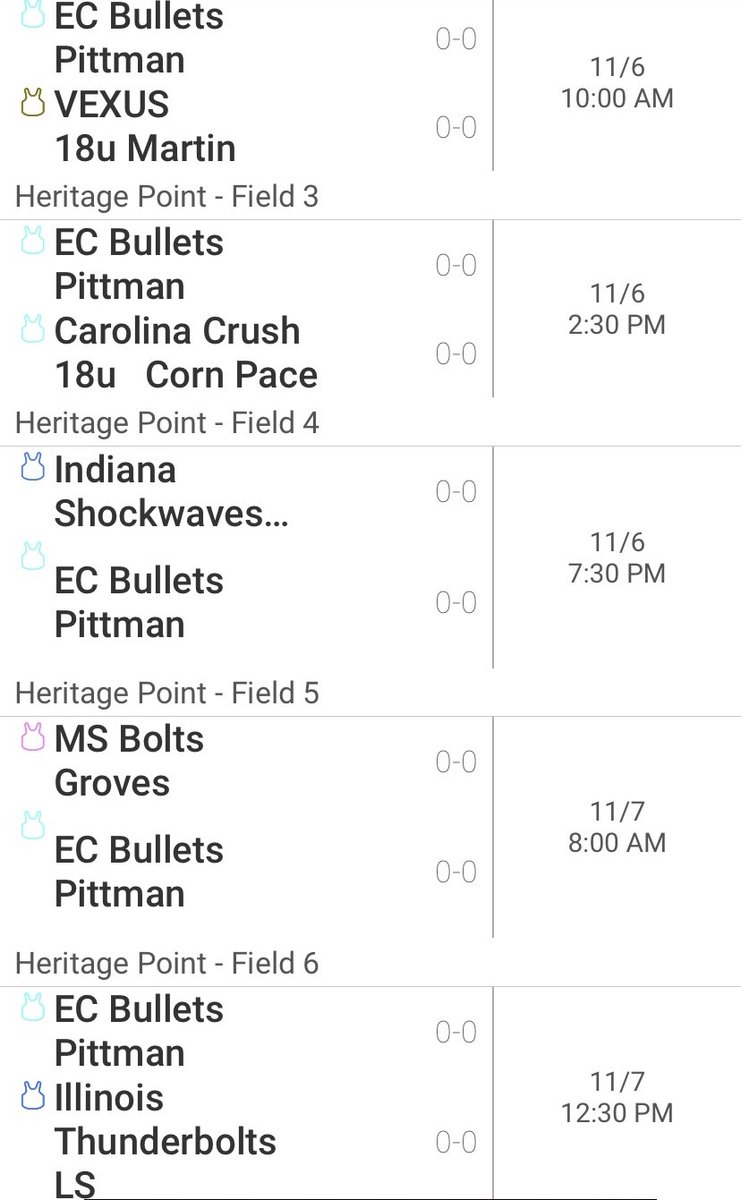 Next weekend EC Bullets '04 - Pittman will be playing in Dalton, GA at Heritage Point Regional Park.  The Scenic City Showcase will be the first Showcase of our fall season.  I hope to see you there!
