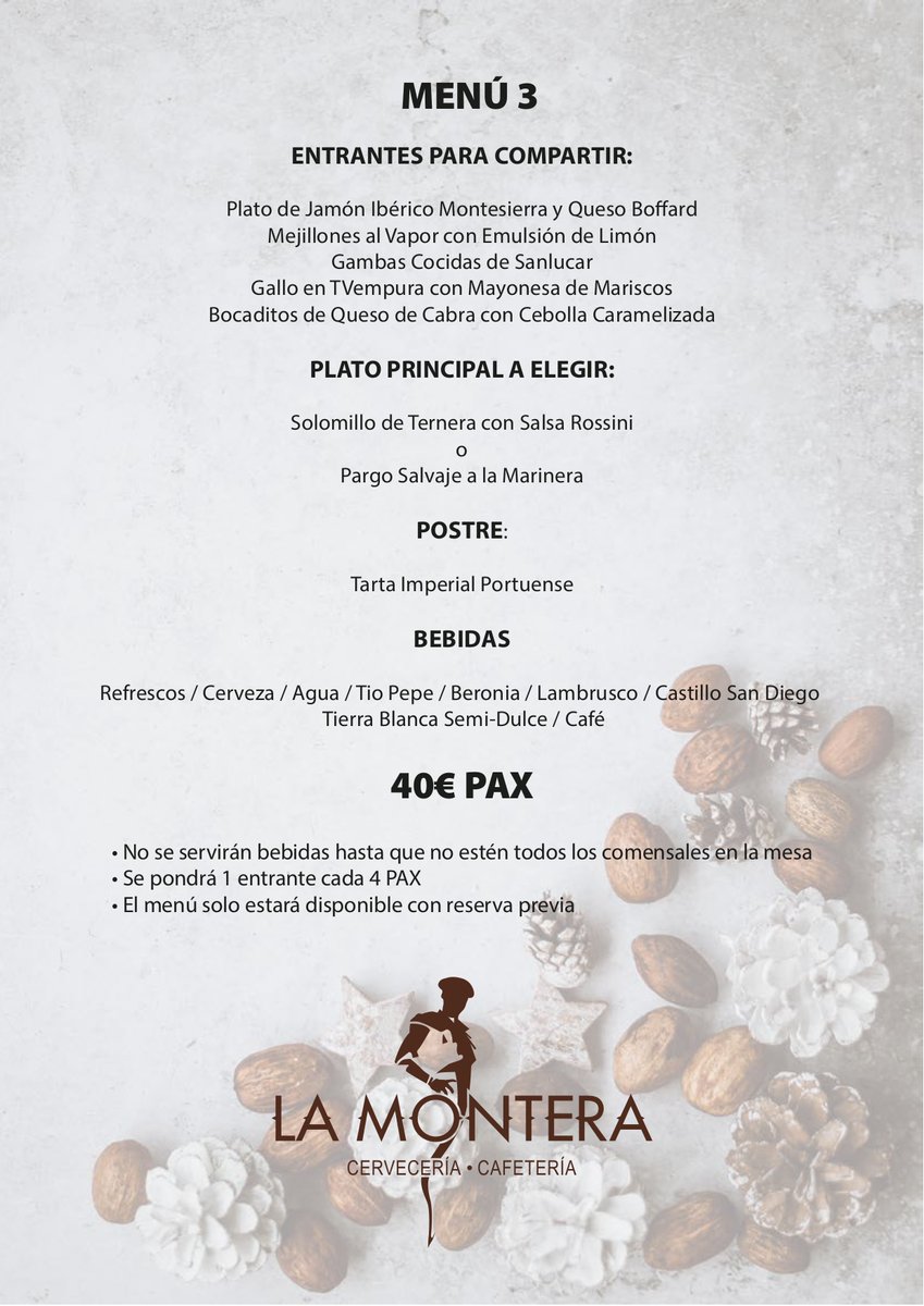 La_Montera's tweet photo. ¿𝘼𝙪𝙣 𝙣𝙤 𝙨𝙖𝙗𝙚𝙨 𝙙𝙤𝙣𝙙𝙚 𝙝𝙖𝙘𝙚𝙧 𝙩𝙪 𝙘𝙤𝙢𝙞𝙙𝙖 𝙙𝙚 𝙣𝙖𝙫𝙞𝙙𝙖𝙙?

𝐻𝑎𝑧 𝑡𝑢 𝑟𝑒𝑠𝑒𝑟𝑣𝑎 𝑦 𝑛𝑜 𝑡𝑒 𝑞𝑢𝑒𝑑𝑒𝑠 𝑠𝑖𝑛 𝑠𝑖𝑡𝑖𝑜

¡ᴏs ᴇsᴘᴇʀᴀᴍᴏs ᴇsᴛᴀ ɴᴀᴠɪᴅᴀᴅ ᴇɴ ʟᴀ ᴍᴏɴᴛᴇʀᴀ!

#lamontera #gastrobar #cerveceria #jerez https://t.co/qR5n2lSjij