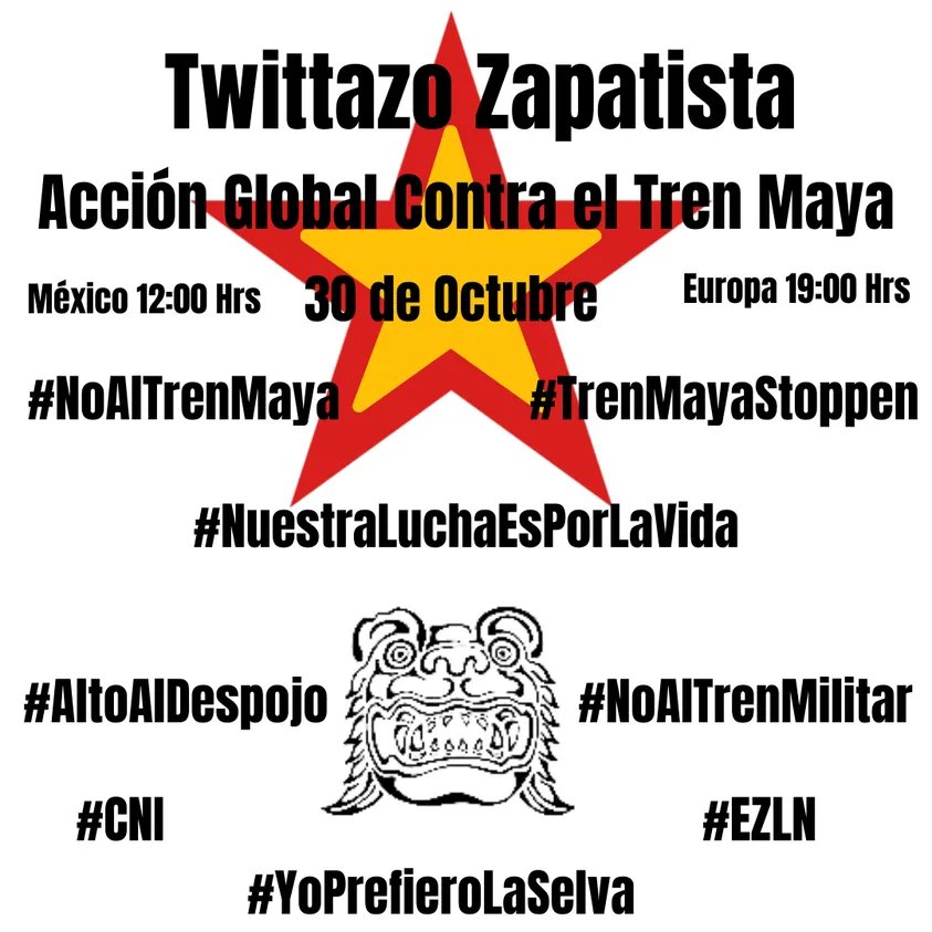 BjrnHoffmann4's tweet photo. #NoAlTrenMaya
#TrenMayaStoppen
#NustraLuchaEsPorLaVida
#CNI
#AltoAlDespojo
#NoAlTrenMilitar
#EZLN
#YoPrfieroLaSelva https://t.co/KRiMiM6ZEs